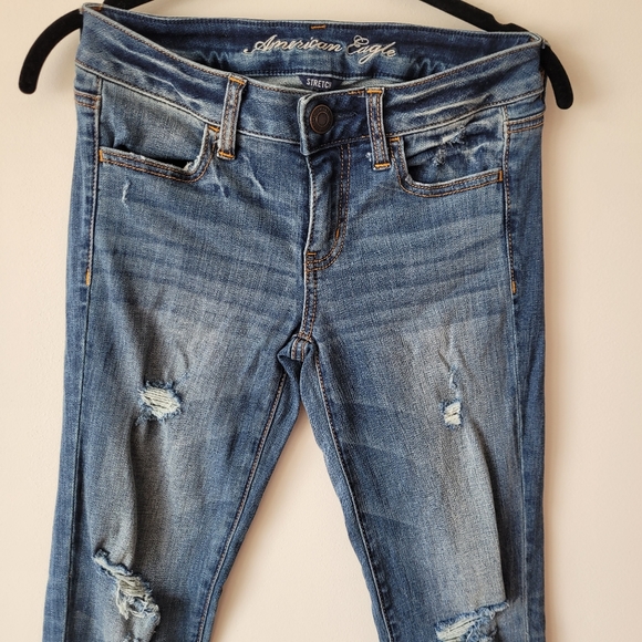 American Eagle Stretch Distressed Cropped Jeggings Size 4 Regular - Picture 4 of 9